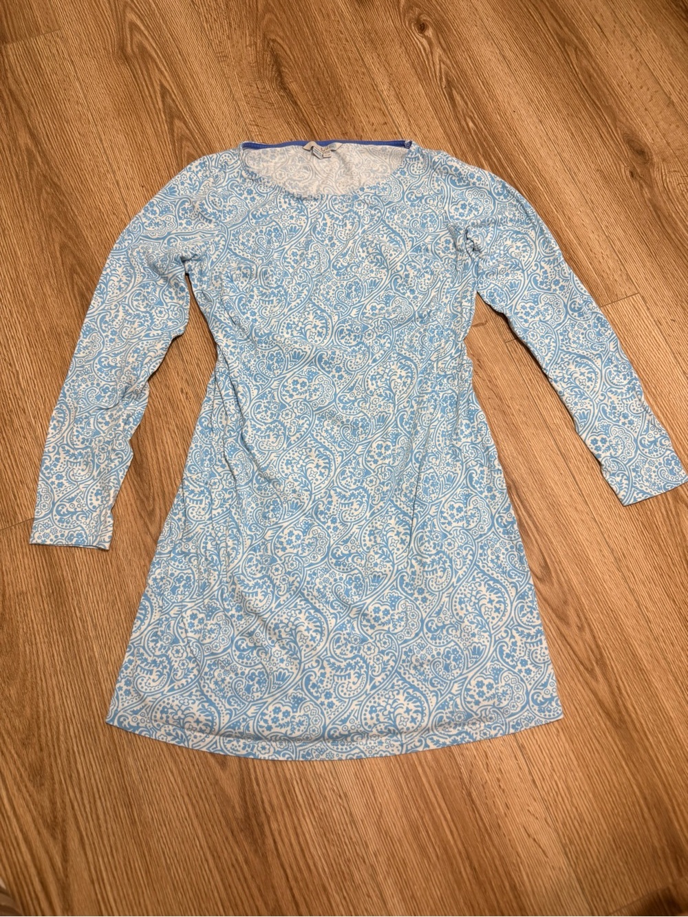 Boden Womens Blue White Paisley Print Long Sleeve Jersey Dress Size US 6R UK 10